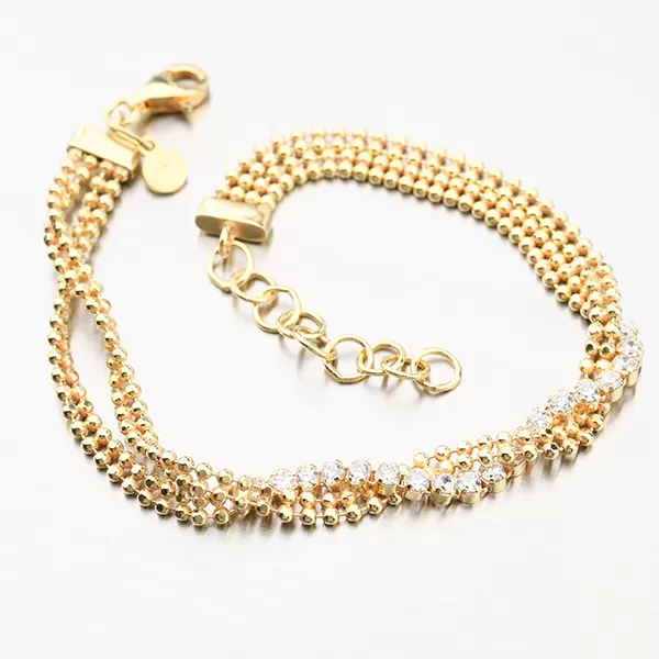 Pozlacený náramek se zirkony - stříbro 925 B1701026-1256-SLX