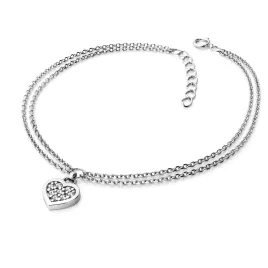 Dámský náramek bílé zlato 585/1000 přírodní diamant 0.096 ct G/SI srdce 10881-NR02-B