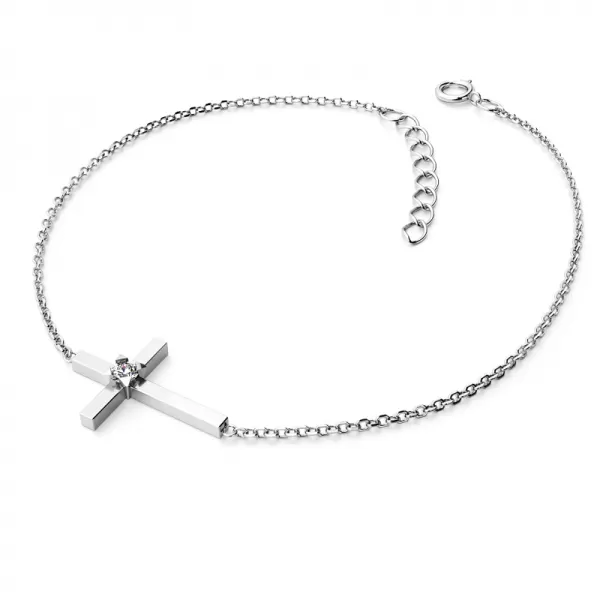 Zlatý náramek křížek s briliantem 10872-NR01-B