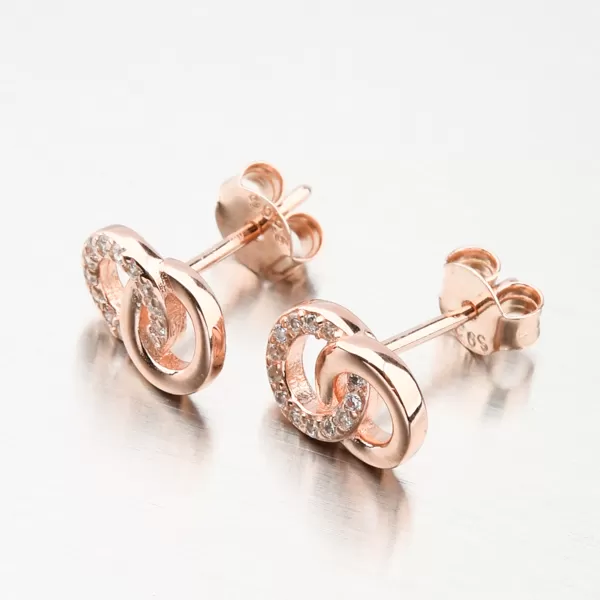 Stříbrné náušnice se zirkony v barvě růžového zlata UPST-122831-R