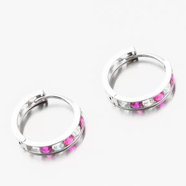 Náušnice kruhy z bílého zlata se zirkony 612A-005