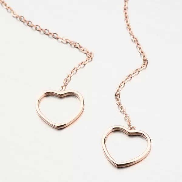 Dlouhé stříbrné náušnice v barvě růžového zlata UVST-123018-R