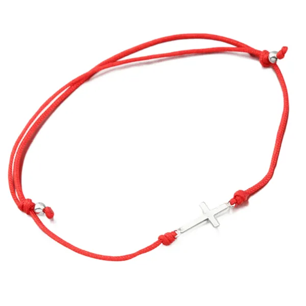 Náramek stříbro 925 provázkový s křížkem BST-14713-R