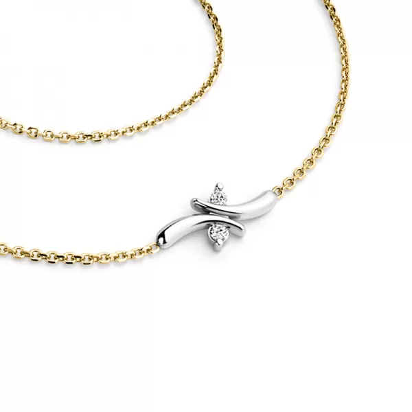 Náhrdelník s brilianty ze žlutého a bílého zlata 10851-NH01-ZLB