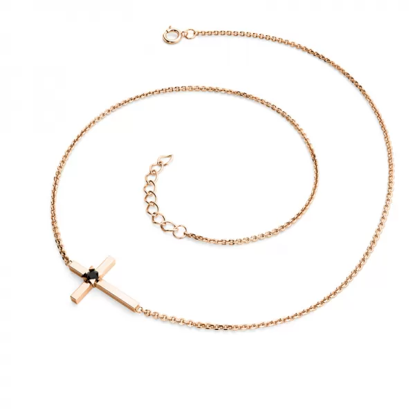 Náhrdelník s křížkem s černým diamantem 10872-NH01-CV-Black