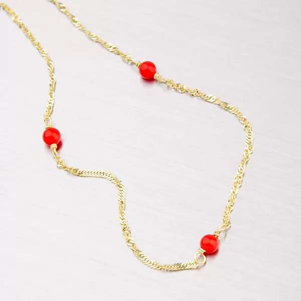 Zlatý náramek s červenými korály 44-1141