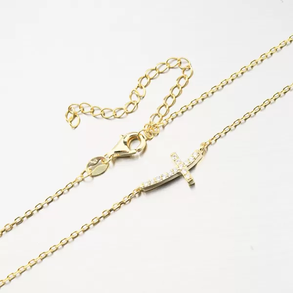 Zlacený stříbrný náhrdelník s křížkem SST-15546/G