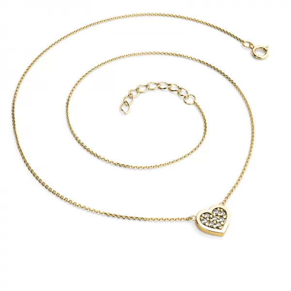 Náhrdelník ze žlutého zlata se srdíčkem s brilianty 10881-NH01-ZL