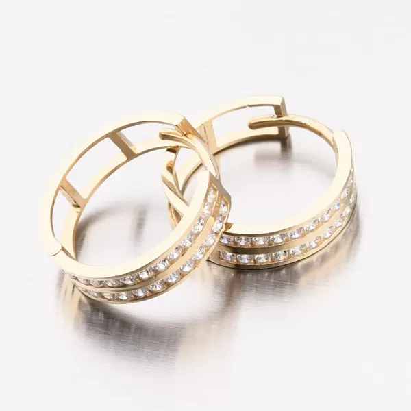 Zlaté kruhy se zirkony 15 mm PKL12-020