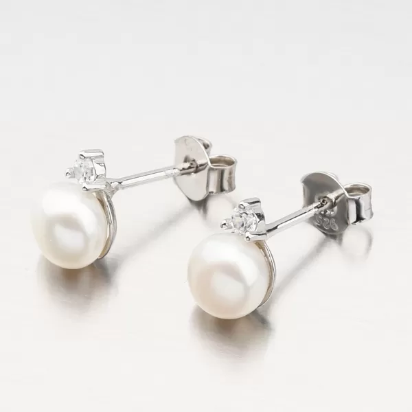 Stříbrné náušnice s perlou a se zirkonem UPST-121195