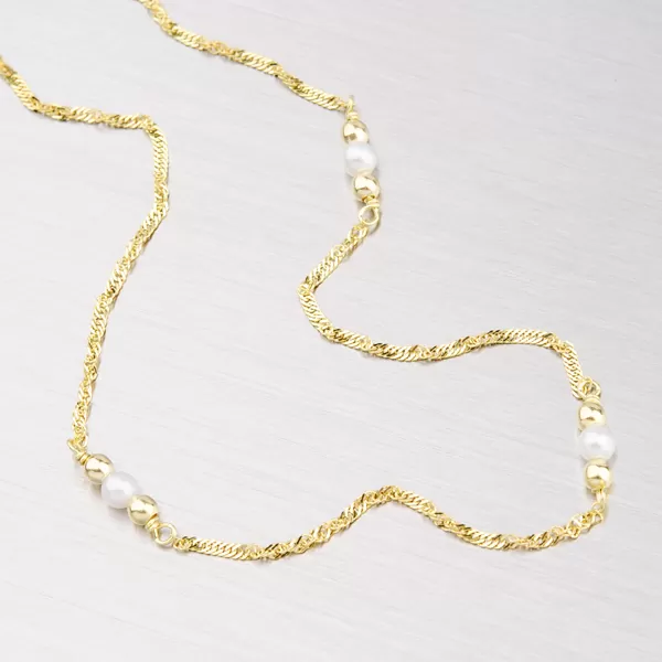 Zlatý řetízek s perličkami 45-1142