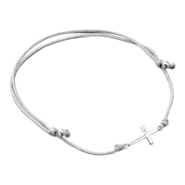 Náramek stříbro 925 provázkový s křížkem BST-14713-G