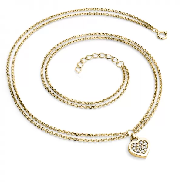 Náhrdelník ze žlutého zlata se srdíčkem a diamanty 10881-NH02-ZL