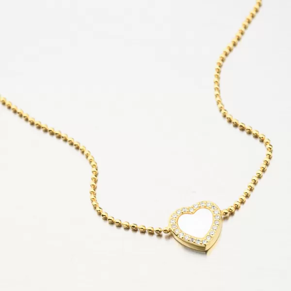 Zlacený stříbrný kuličkový náramek se srdíčkem BST-14662/G