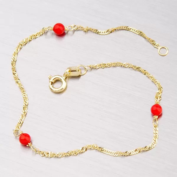Zlatý řetízek s červenými korály 45-1141