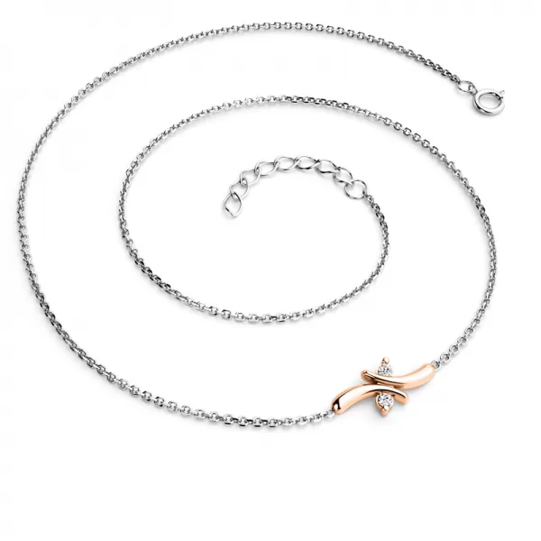 Náhrdelník s brilianty z bílého a růžového zlata 10851-NH01-BCV