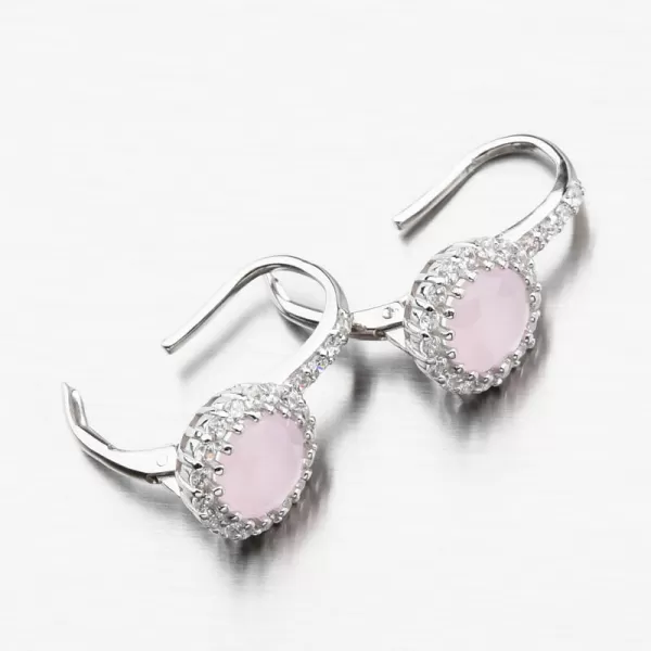 Stříbrné náušnice s růženínem a se zirkony PKL-2107