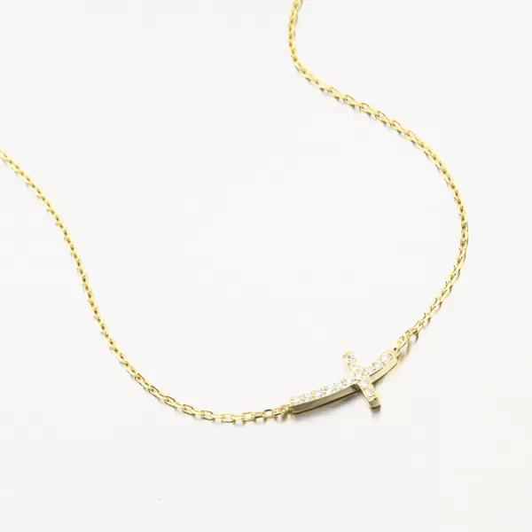 Zlacený stříbrný náhrdelník s křížkem SST-15546/G