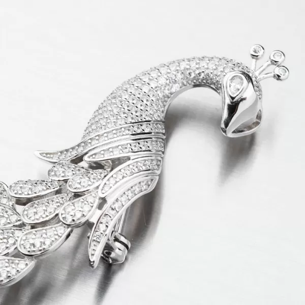 Stříbrná brož páv se zirkony PKL-6010