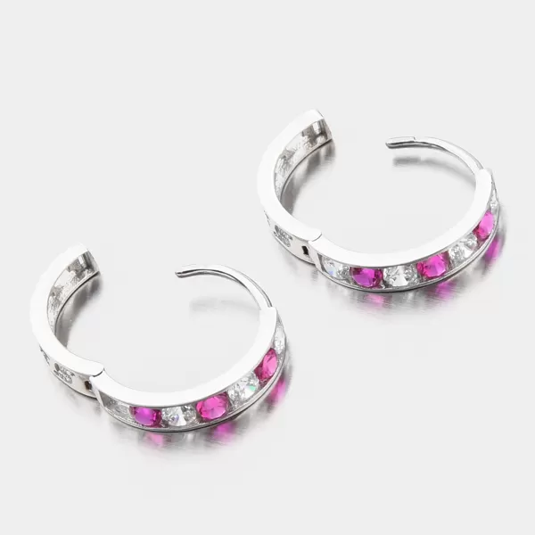 Náušnice kruhy z bílého zlata se zirkony 612A-005