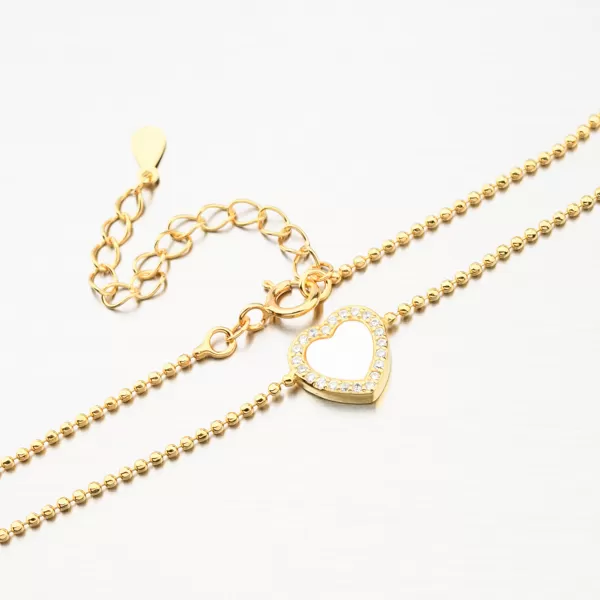 Zlacený stříbrný kuličkový náramek se srdíčkem BST-14662/G