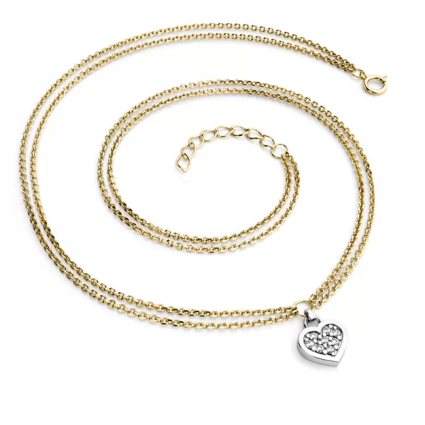 Náhrdelník ze žlutého a bílého zlata se srdíčkem 10881-NH02-ZLB