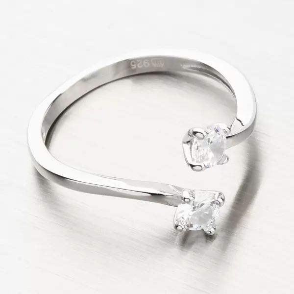 Nastavitelný stříbrný prsten se zirkony GST-11524