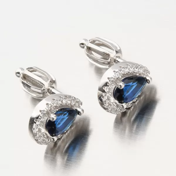 Stříbrné náušnice se safírem a se zirkony UPST-122020/S