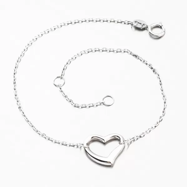 Náramek z bílého zlata se srdcem 614A-011