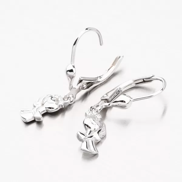 Stříbrné náušnice anděl se zirkony PKL-2115