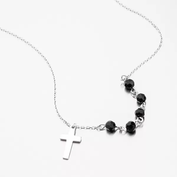 Stříbrný náhrdelník s křížkem a s kuličkami PKL-5011