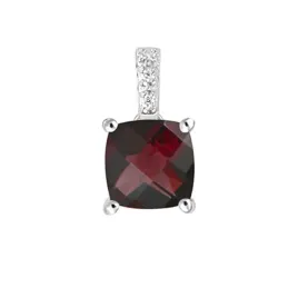 Dámský přívěsek bílé zlato 585 přírodní diamant s granát GKE48528-B-GRA
