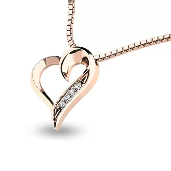 Zlatý přívěšek srdce z růžového zlata 10873-CV-ZIR
