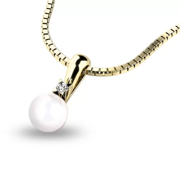 Zlatý perlový přívěsek se zirkonem 10891-ZL-ZIR