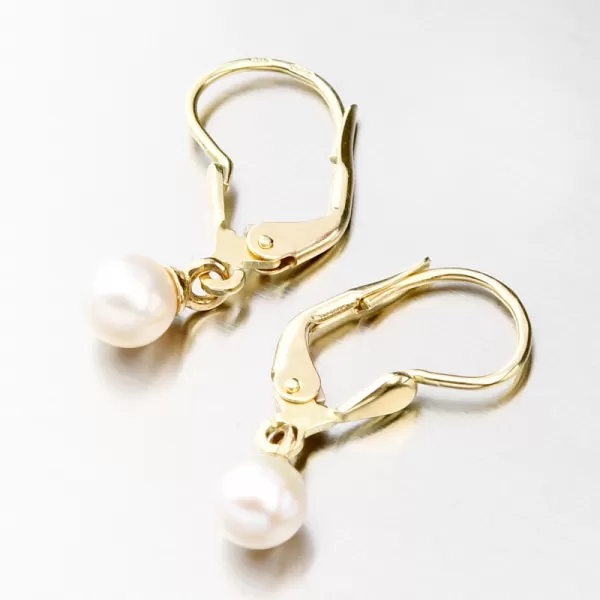 Zlaté náušnice s bílou perlou