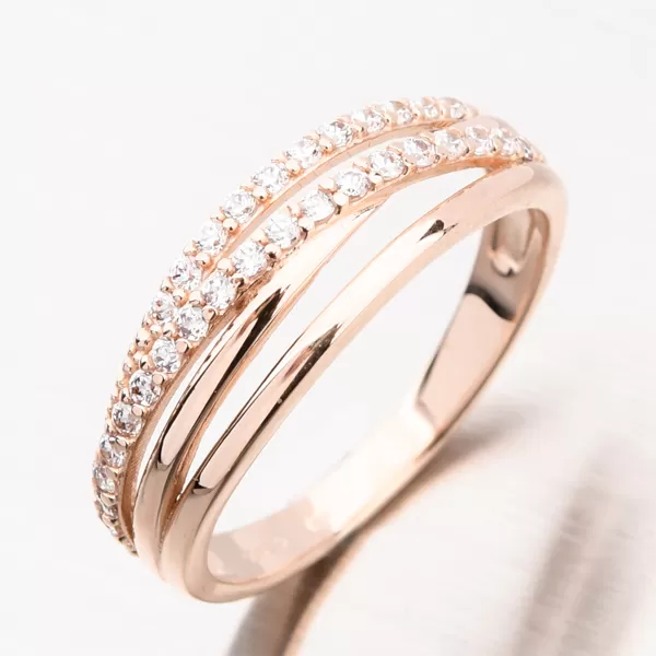 Prsten z růžového zlata se zirkony 51GZ-3352CV