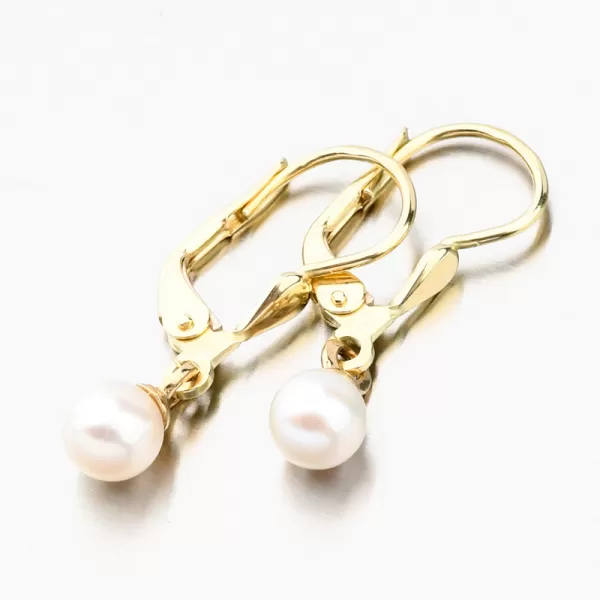 Zlaté náušnice s bílou perlou