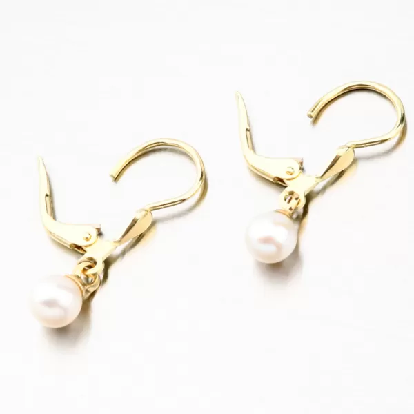 Zlaté náušnice s bílou perlou