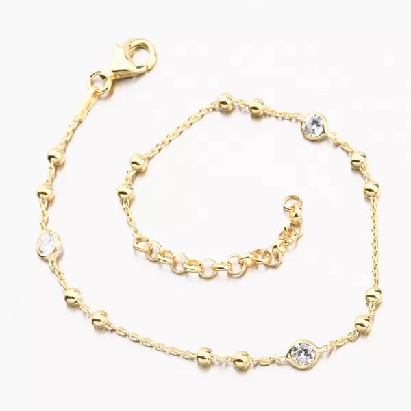 Náramek pozlacený se zirkony - stříbro 925 B2201125-0398-SLX