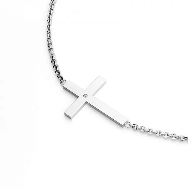 Zlatý náramek kříž s diamantem 10947-NR01-B