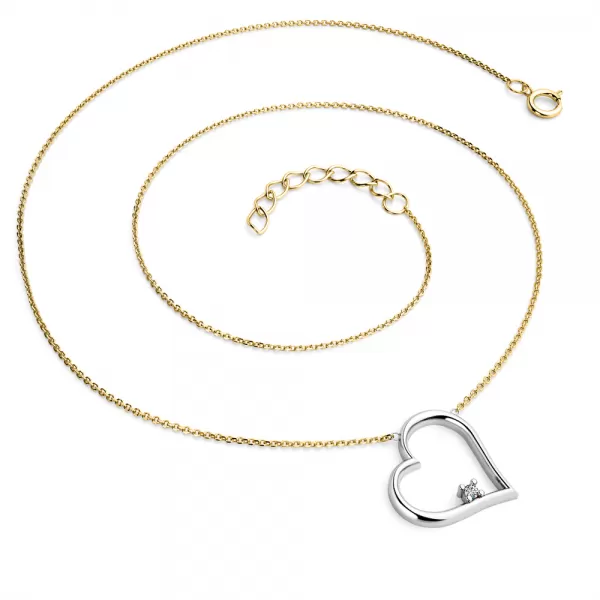 Srdce s briliantem - náhrdelník žluté zlato 10875-NH01-ZL