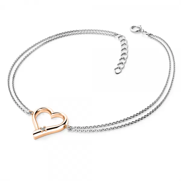 Náramek se srdíčkem a briliantem 10917-NR02-B
