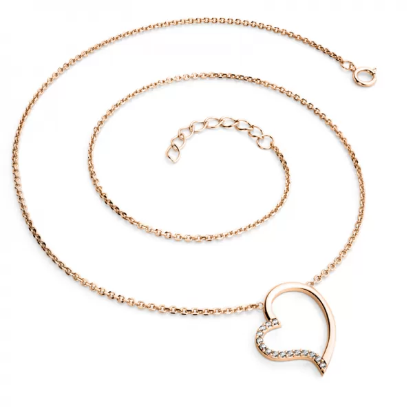 Náhrdelník srdce s diamanty v růžovém zlatě 10948-NH01-CV