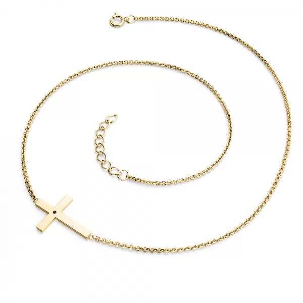 Náhrdelník s křížem a černým diamantem 10947-NH01-ZL-Black