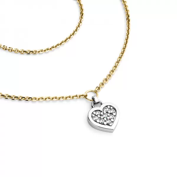 Náhrdelník se srdíčkem s brilianty 10881-NH01A-ZLB