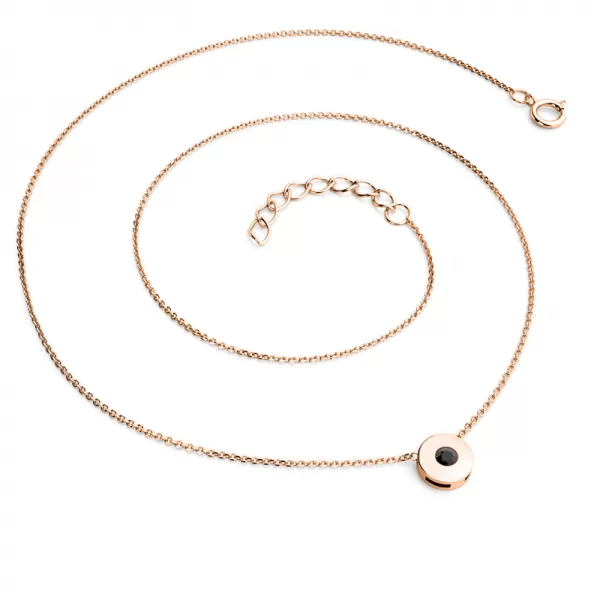 Náhrdelník s černým diamantem v růžovém zlatě 10911-NH01-CV-Black