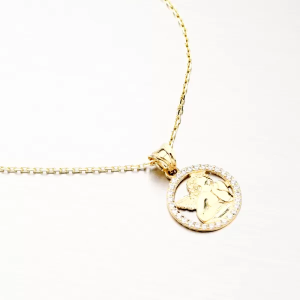 Zlatý přívěsek anděl se zirkony PKL13-005