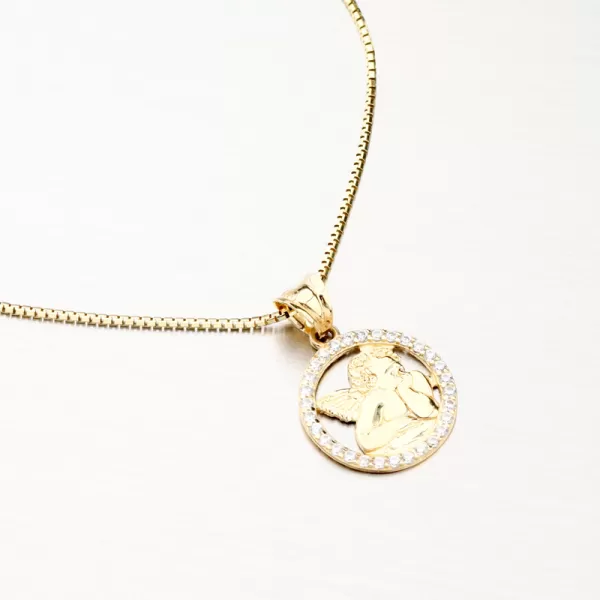 Zlatý přívěsek anděl se zirkony PKL13-005