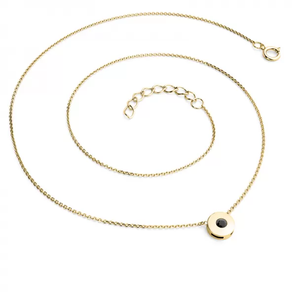 Náhrdelník s černým diamantem ve žlutém zlatě 10911-NH01-ZL-Black