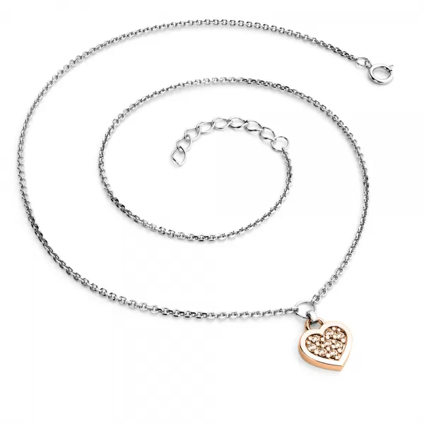 Náhrdelník se srdíčkem s Champagne brilianty 10881-NH01A-CVB-Champ